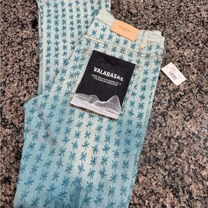Valabasas Men’s Light Blue Patterned Denim Pants